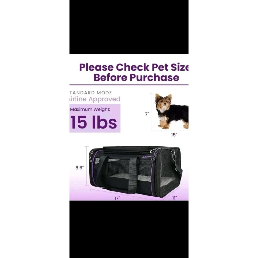 DELOMO Pet Airline Approved Cat and Small Dog Carrier 17